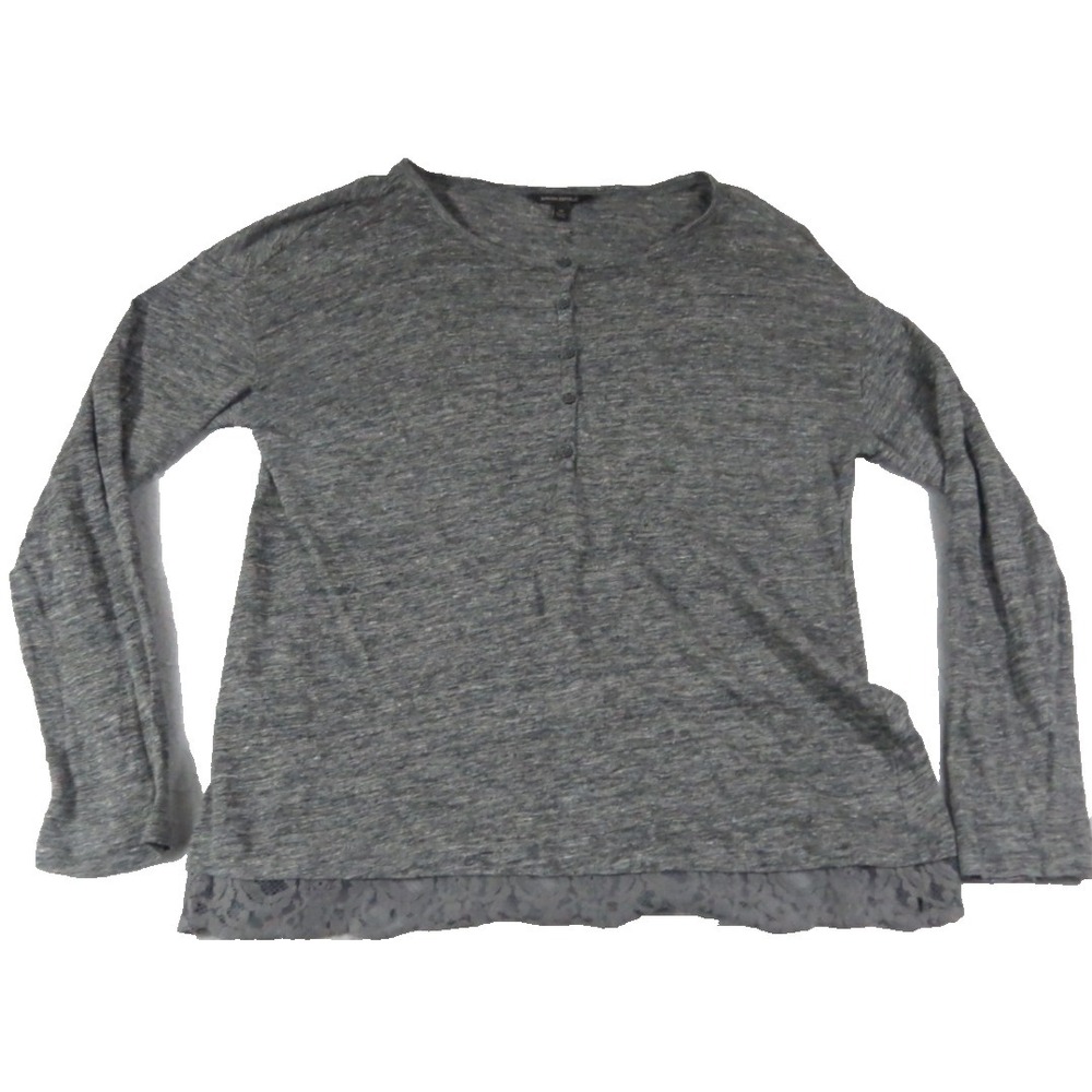Banana Republic Women M Gray Lace Back Button Up Cardigan Sweater Silk Blend EUC